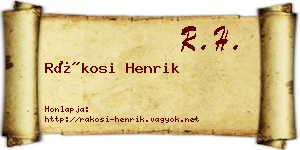 Rákosi Henrik névjegykártya